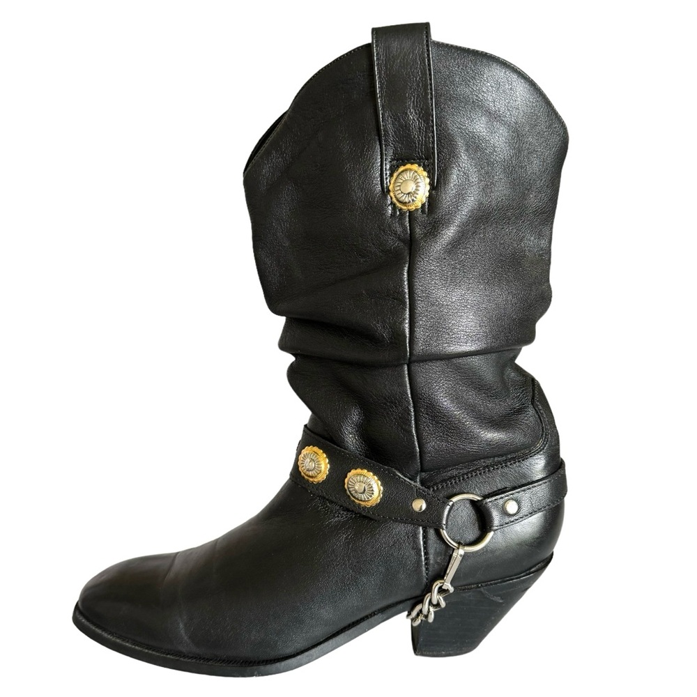 Dingo Olivia Harness Boots Black Leather Western Cowboy - Picture 5 of 17
